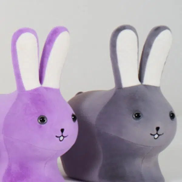 Contemporary Creative Kids Wood Velvet Cotton Rabbit Low Stool Backless For Entryway - Image 12