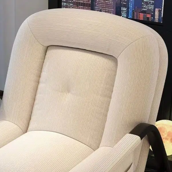 Contemporary Nordic Corduroy Leather Metal Cotton Sponge Square Rocking Chair Backrest Adjustable For Living Room - Image 9