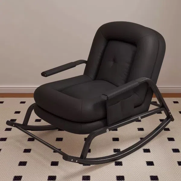 Contemporary Nordic Corduroy Leather Metal Cotton Sponge Square Rocking Chair Backrest Adjustable For Living Room - Image 5