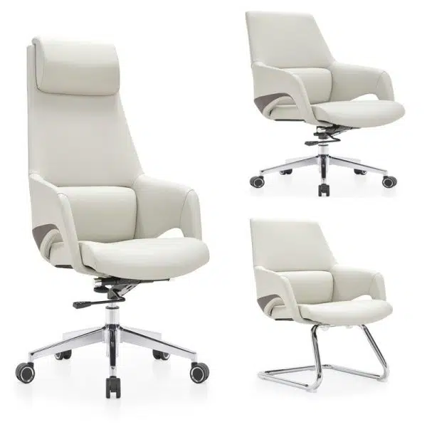 Modern Simplicity Silicone Leather Aluminum Alloy Sponge Rectangular Desk Chair Armrest Headrest Reclining For Home Office - Image 16