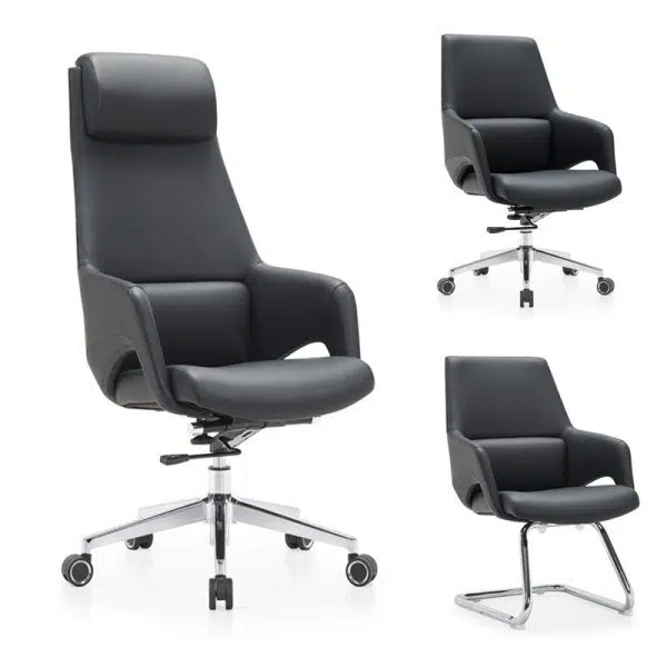 Modern Simplicity Silicone Leather Aluminum Alloy Sponge Rectangular Desk Chair Armrest Headrest Reclining For Home Office - Image 18