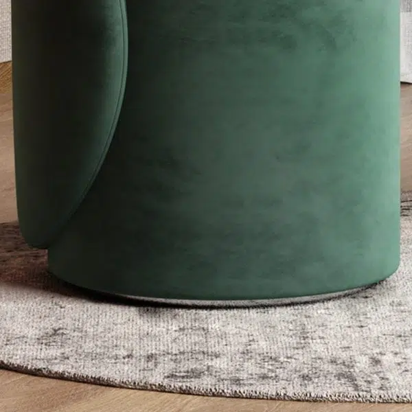 Modern Simplicity Lambswool Fleece Leather Wood Sponge Thumb Round Curved Vanity Stool Backrest Swivel For Bedroom - Image 13