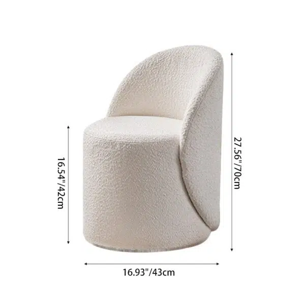 Modern Simplicity Lambswool Fleece Leather Wood Sponge Thumb Round Curved Vanity Stool Backrest Swivel For Bedroom - Image 12