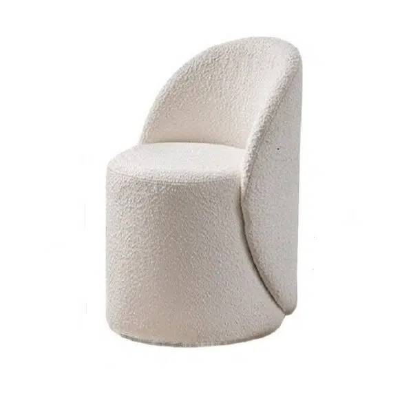 Modern Simplicity Lambswool Fleece Leather Wood Sponge Thumb Round Curved Vanity Stool Backrest Swivel For Bedroom - Image 34