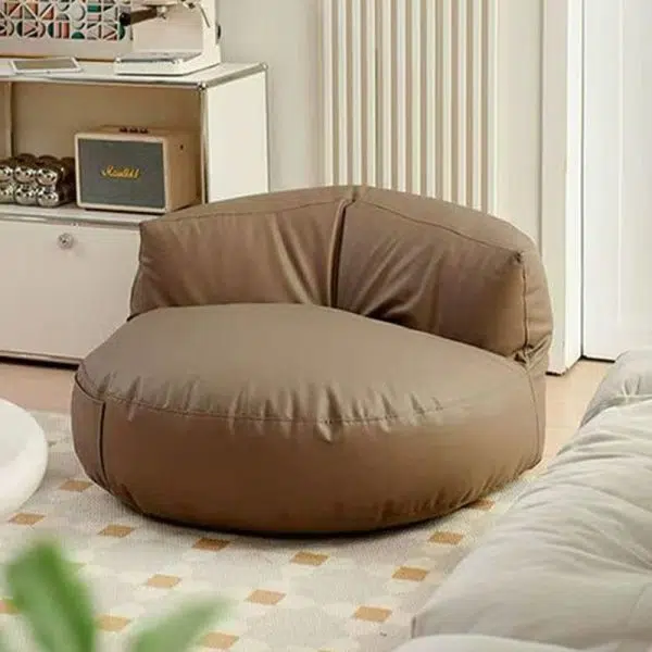 Contemporary Retro Leather EPS Semicircular Bean Bag Lazy Sofa Footrest Backrest For Living Room - Image 29