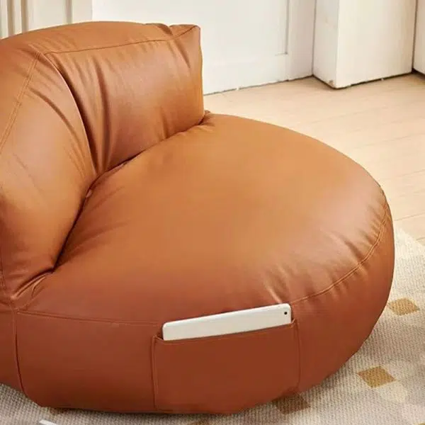 Contemporary Retro Leather EPS Semicircular Bean Bag Lazy Sofa Footrest Backrest For Living Room - Image 22