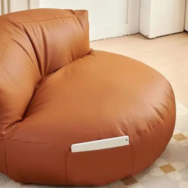 Contemporary Retro Leather EPS Semicircular Bean Bag Lazy Sofa Footrest Backrest For Living Room - Image 20