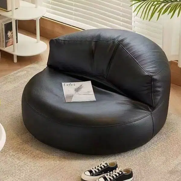 Contemporary Retro Leather EPS Semicircular Bean Bag Lazy Sofa Footrest Backrest For Living Room - Image 33