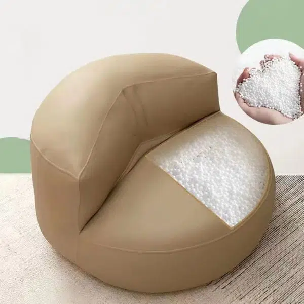 Contemporary Retro Leather EPS Semicircular Bean Bag Lazy Sofa Footrest Backrest For Living Room - Image 19