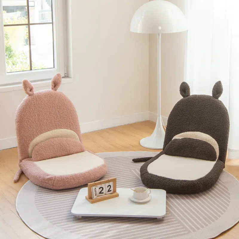 BS-Chair-FX02669-10.jpg Contemporary Creative Kids Cartoon Cat Ear Imitation Lambswool Sponge Latex Pealboard Square Tatami Cushion Recliner Backrest Foldable For Bedroom - Image 1