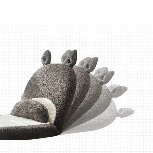 Contemporary Creative Kids Cartoon Cat Ear Imitation Lambswool Sponge Latex Pealboard Square Tatami Cushion Recliner Backrest Foldable For Bedroom - Image 11