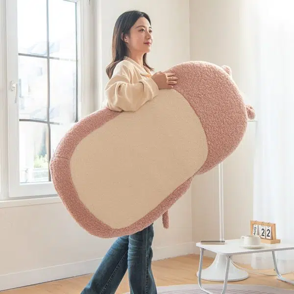 Contemporary Creative Kids Cartoon Cat Ear Imitation Lambswool Sponge Latex Pealboard Square Tatami Cushion Recliner Backrest Foldable For Bedroom - Image 7