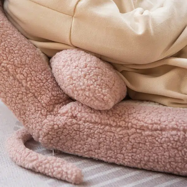 Contemporary Creative Kids Cartoon Cat Ear Imitation Lambswool Sponge Latex Pealboard Square Tatami Cushion Recliner Backrest Foldable For Bedroom - Image 10