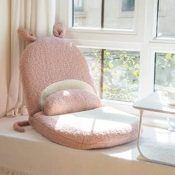 Contemporary Creative Kids Cartoon Cat Ear Imitation Lambswool Sponge Latex Pealboard Square Tatami Cushion Recliner Backrest Foldable For Bedroom - Image 2