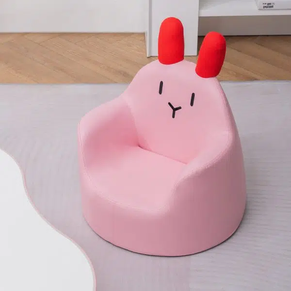 Contemporary Creative Kids Cartoon Animal Leather Foam Rabbit Bear Dinosaur Low Stool Backrest Armrest For Dining Room - Image 3