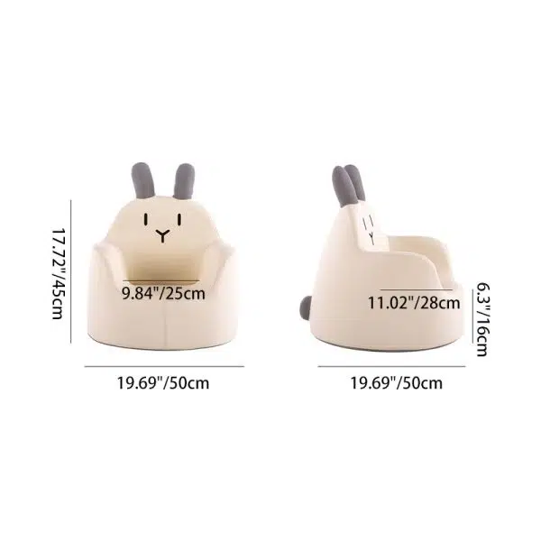 Contemporary Creative Kids Cartoon Animal Leather Foam Rabbit Bear Dinosaur Low Stool Backrest Armrest For Dining Room - Image 9