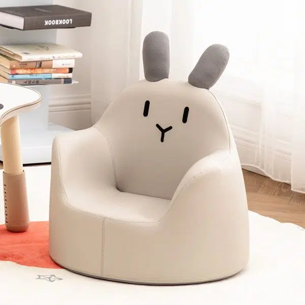 Contemporary Creative Kids Cartoon Animal Leather Foam Rabbit Bear Dinosaur Low Stool Backrest Armrest For Dining Room - Image 14