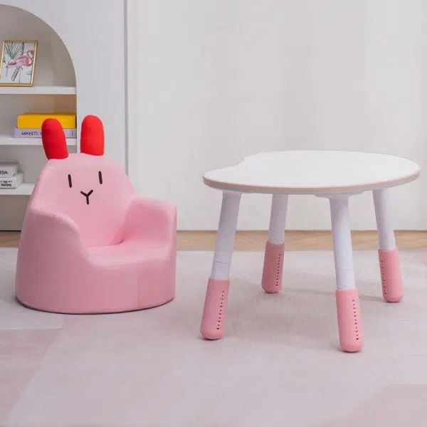 Contemporary Creative Kids Cartoon Animal Leather Foam Rabbit Bear Dinosaur Low Stool Backrest Armrest For Dining Room - Image 6