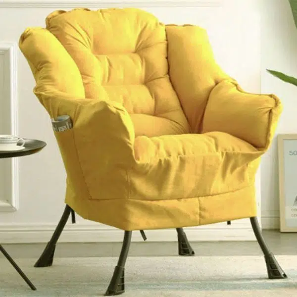 Contemporary Scandinavian Fabric Deerskin Flannel Steel Cotton Petal Square Accent Chair Backrest Detachable Storage Bag For Bedroom - Image 8