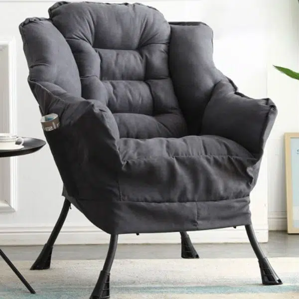 Contemporary Scandinavian Fabric Deerskin Flannel Steel Cotton Petal Square Accent Chair Backrest Detachable Storage Bag For Bedroom - Image 14