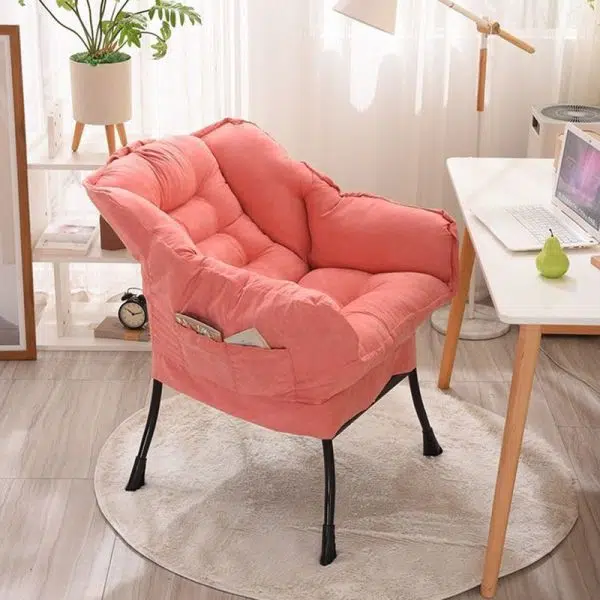 Contemporary Scandinavian Fabric Deerskin Flannel Steel Cotton Petal Square Accent Chair Backrest Detachable Storage Bag For Bedroom - Image 3