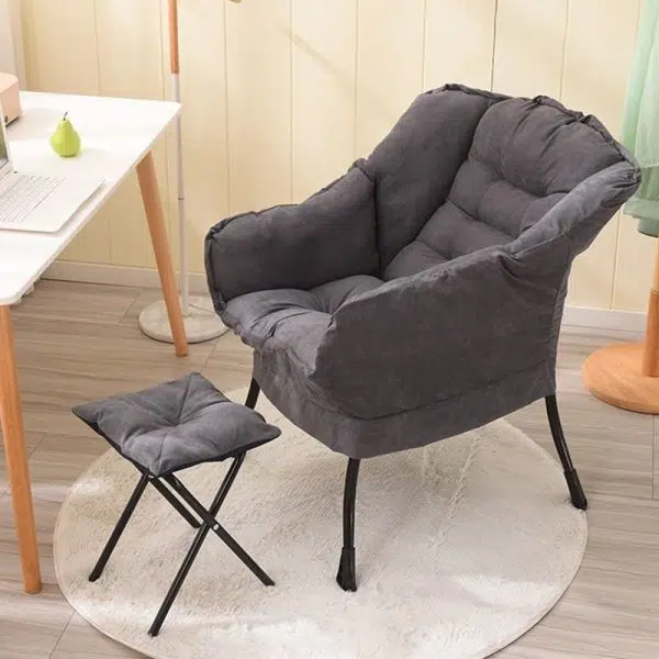 Contemporary Scandinavian Fabric Deerskin Flannel Steel Cotton Petal Square Accent Chair Backrest Detachable Storage Bag For Bedroom - Image 4