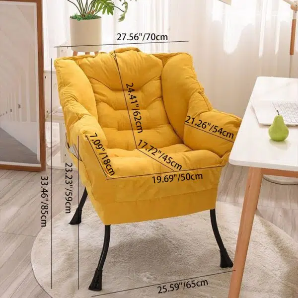 Contemporary Scandinavian Fabric Deerskin Flannel Steel Cotton Petal Square Accent Chair Backrest Detachable Storage Bag For Bedroom - Image 7