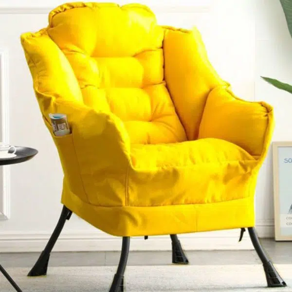 Contemporary Scandinavian Fabric Deerskin Flannel Steel Cotton Petal Square Accent Chair Backrest Detachable Storage Bag For Bedroom - Image 9