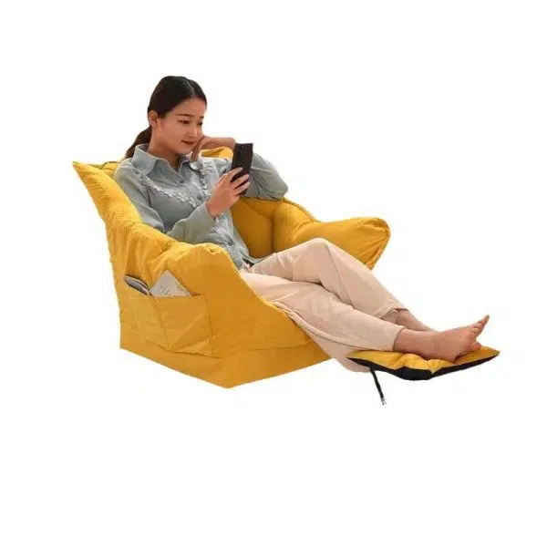 Contemporary Scandinavian Fabric Deerskin Flannel Steel Cotton Petal Square Accent Chair Backrest Detachable Storage Bag For Bedroom - Image 16