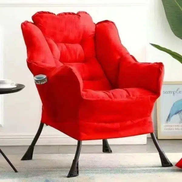 Contemporary Scandinavian Fabric Deerskin Flannel Steel Cotton Petal Square Accent Chair Backrest Detachable Storage Bag For Bedroom - Image 11