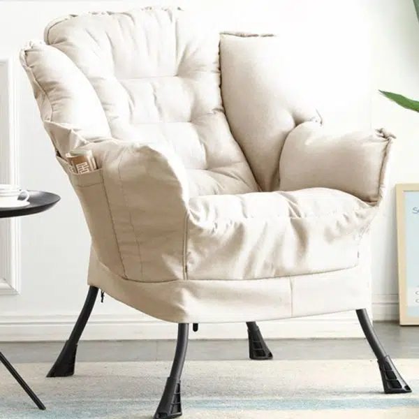 Contemporary Scandinavian Fabric Deerskin Flannel Steel Cotton Petal Square Accent Chair Backrest Detachable Storage Bag For Bedroom - Image 12