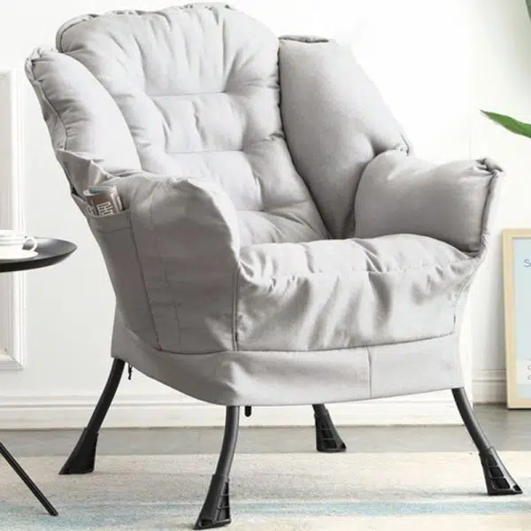 Contemporary Scandinavian Fabric Deerskin Flannel Steel Cotton Petal Square Accent Chair Backrest Detachable Storage Bag For Bedroom - Image 13