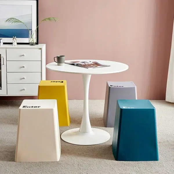 Contemporary Creative PP Trapezoidal Keyboard Button Stackable Stool Backless For Dining Room - Image 2