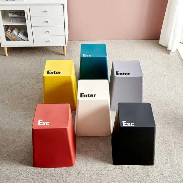 Contemporary Creative PP Trapezoidal Keyboard Button Stackable Stool Backless For Dining Room - Image 5