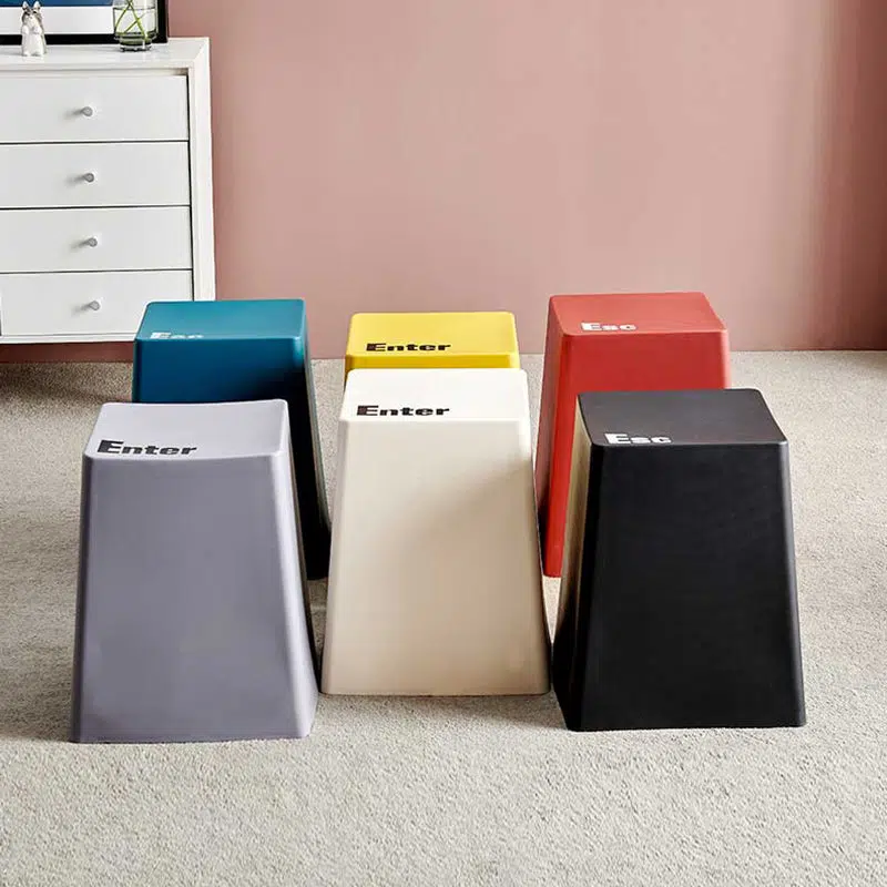 BS-Chair-FX02722-16.jpg Contemporary Creative PP Trapezoidal Keyboard Button Stackable Stool Backless For Dining Room - Image 1