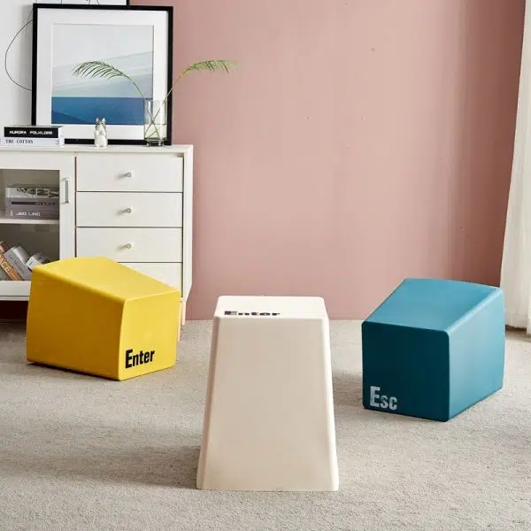 Contemporary Creative PP Trapezoidal Keyboard Button Stackable Stool Backless For Dining Room - Image 7