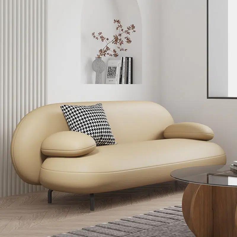 BS-Chair-FX02724-5.jpg Contemporary Nordic Technical Fabric Leather Wood Iron Sponge Oval Sofa Backrest Armrest For Living Room - Image 3