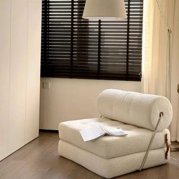 Modern Simplicity Velvet Leather Stainless Steel Sponge Square Tofu Foldable Lazy Sofa Backrest For Bedroom - Image 21