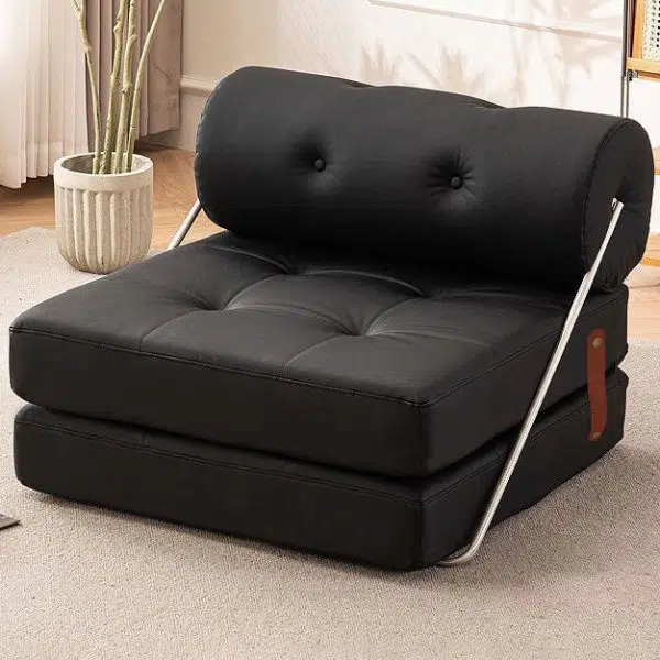 Modern Simplicity Velvet Leather Stainless Steel Sponge Square Tofu Foldable Lazy Sofa Backrest For Bedroom - Image 3