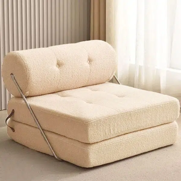 Modern Simplicity Velvet Leather Stainless Steel Sponge Square Tofu Foldable Lazy Sofa Backrest For Bedroom