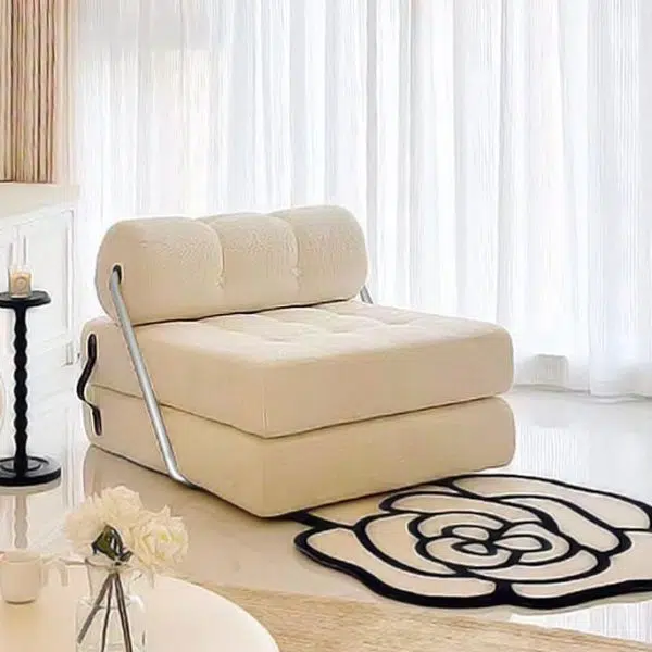 Modern Simplicity Velvet Leather Stainless Steel Sponge Square Tofu Foldable Lazy Sofa Backrest For Bedroom - Image 19