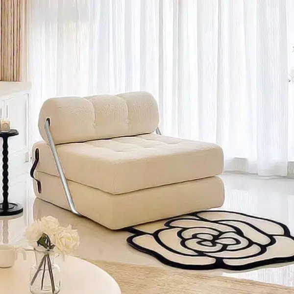 Modern Simplicity Velvet Leather Stainless Steel Sponge Square Tofu Foldable Lazy Sofa Backrest For Bedroom - Image 5