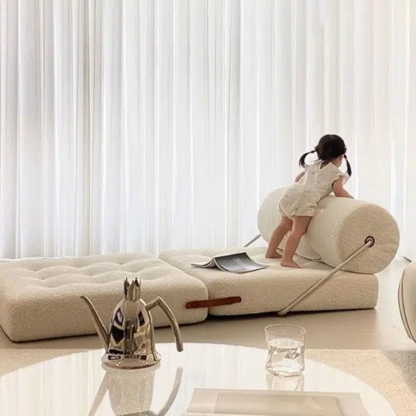 Modern Simplicity Velvet Leather Stainless Steel Sponge Square Tofu Foldable Lazy Sofa Backrest For Bedroom - Image 16