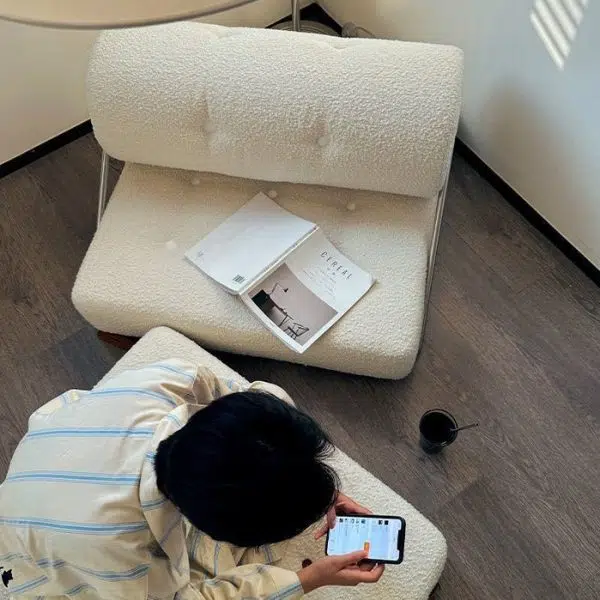 Modern Simplicity Velvet Leather Stainless Steel Sponge Square Tofu Foldable Lazy Sofa Backrest For Bedroom - Image 14