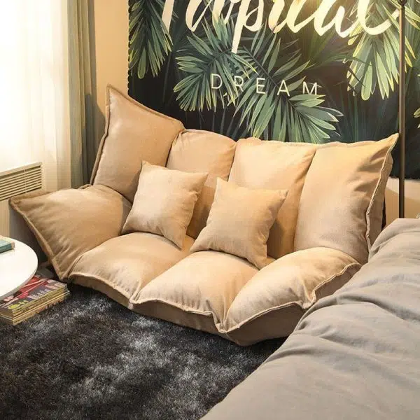 Modern Simplicity Linen Cotton Sponge Tofu Foldable Lazy Sofa Backrest For Bedroom - Image 18