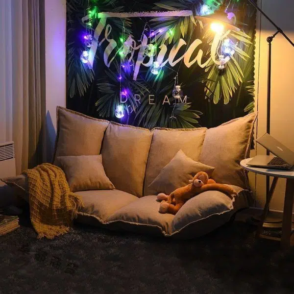 Modern Simplicity Linen Cotton Sponge Tofu Foldable Lazy Sofa Backrest For Bedroom - Image 19