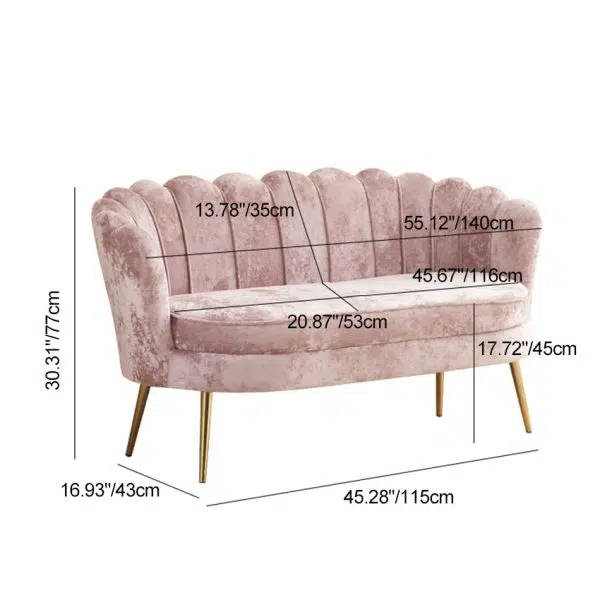 Contemporary Scandinavian Velvet Wood Sponge Metal Round Oval Petal Sofa Backrest Armrest For Living Room - Image 8