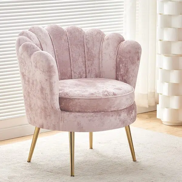 Contemporary Scandinavian Velvet Wood Sponge Metal Round Oval Petal Sofa Backrest Armrest For Living Room - Image 5