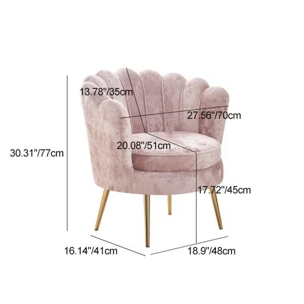 Contemporary Scandinavian Velvet Wood Sponge Metal Round Oval Petal Sofa Backrest Armrest For Living Room - Image 7