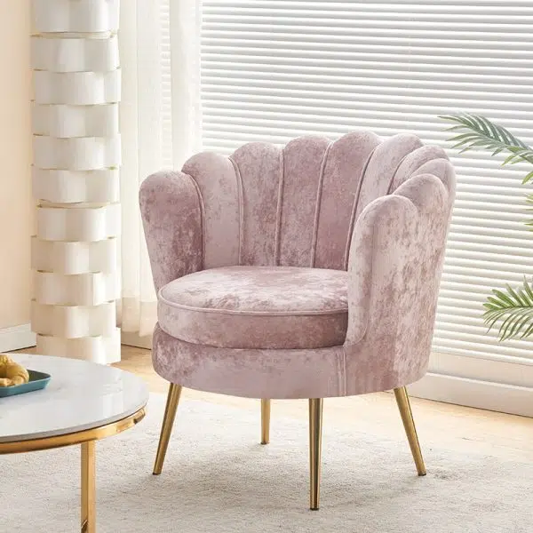 Contemporary Scandinavian Velvet Wood Sponge Metal Round Oval Petal Sofa Backrest Armrest For Living Room - Image 14